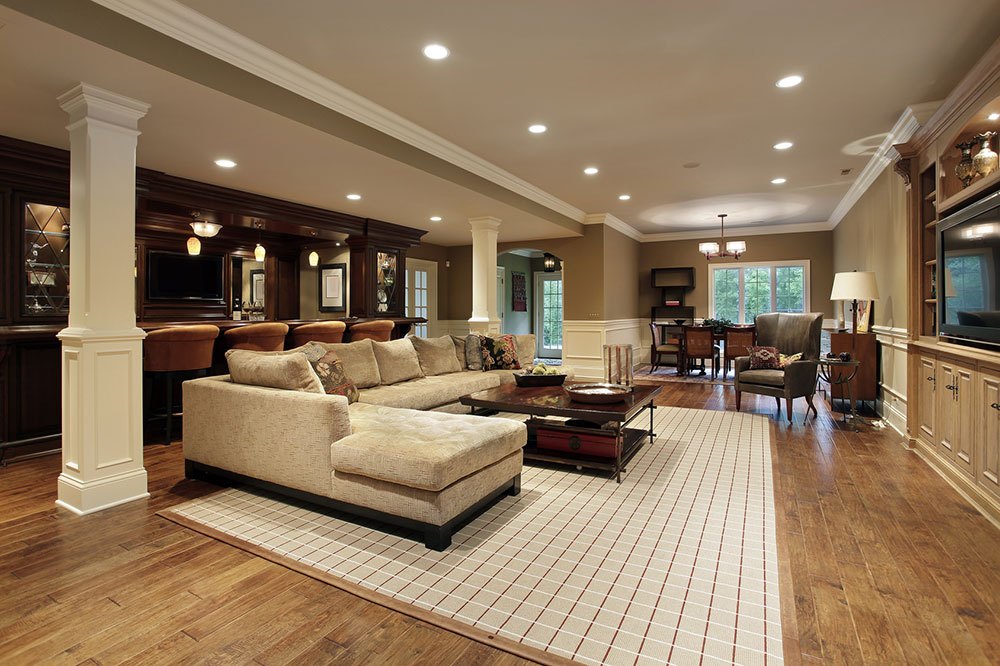 Basement with bar