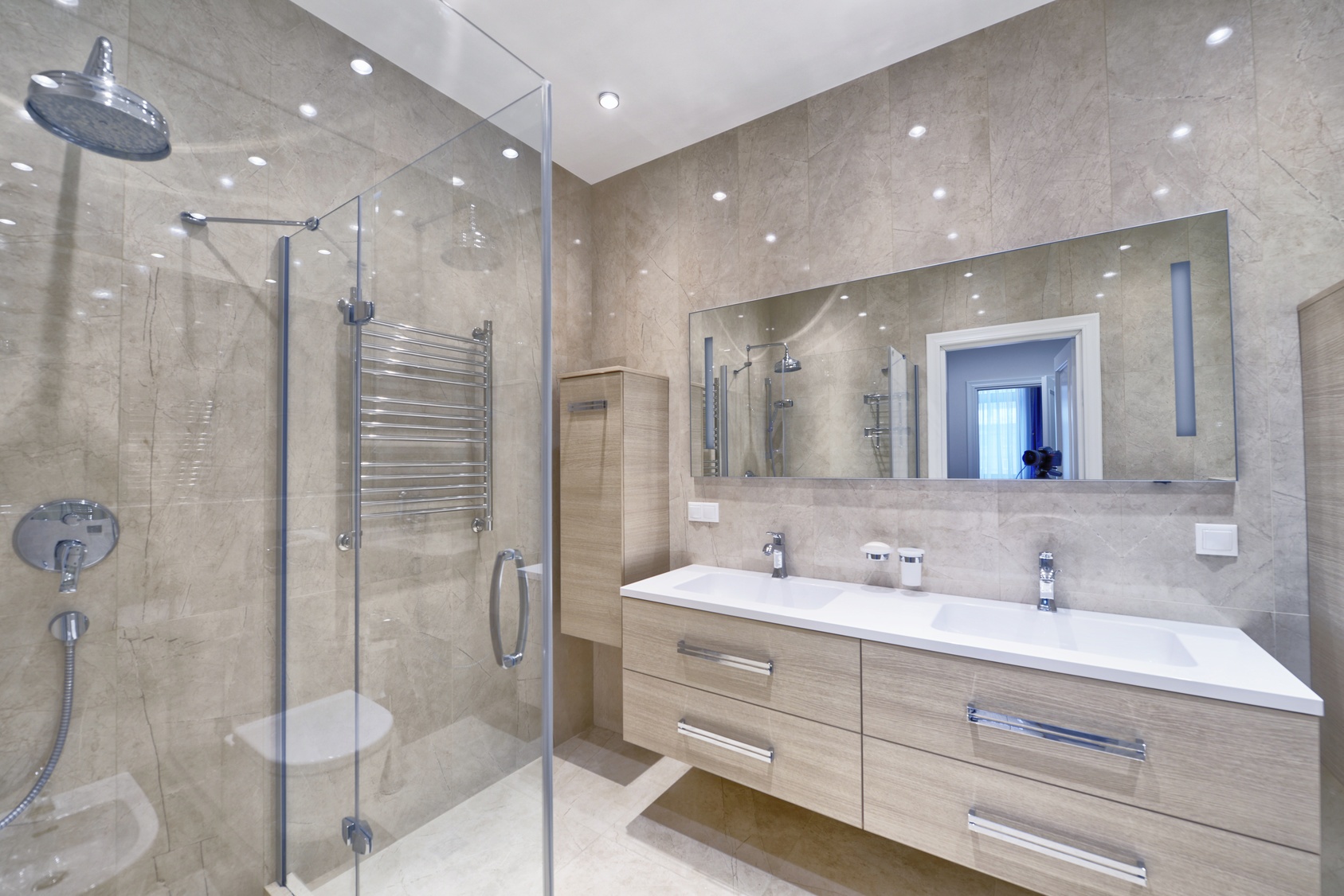 Russia,Moscow region - bathroom interior in new luxury country house