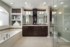 Master bath with dark wood cabinetry