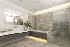 Bright Bathroom In Grey With Candels