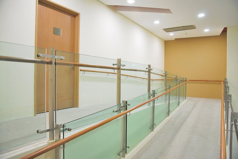 Raised flooring leading to a door