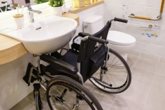 Interior of bathroom for the disabled or elderly people. Handrail for disabled and elderly people in the bathroom