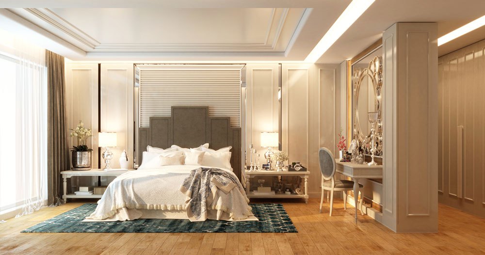 Bedroom interior in classic style.