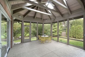 Porch with wood ceiling